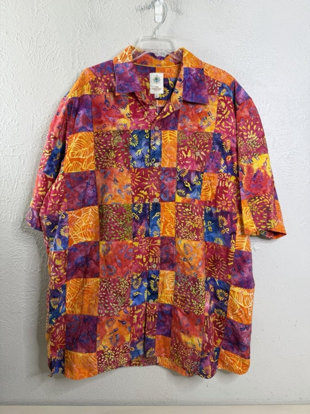Territory Ahead XXLT XXL Tall Colorful Patchwork  Button Short Sleeve Shirt EUC